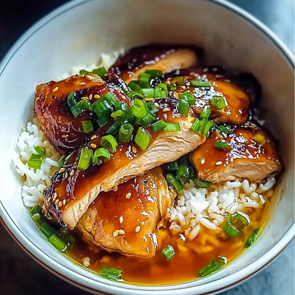 Caramelised Soy Chicken in Garlic Ginger Broth with Rice