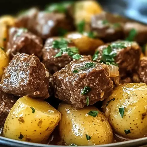 Garlic Butter Beef Bites & Potatoes