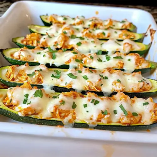 Buffalo Chicken Zucchini Boats