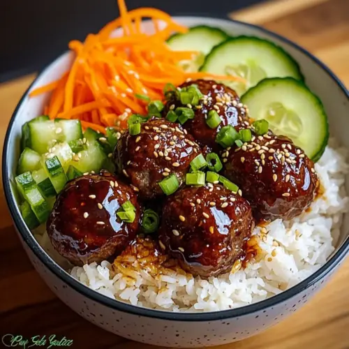 BBQ Meatball Rice Bowls