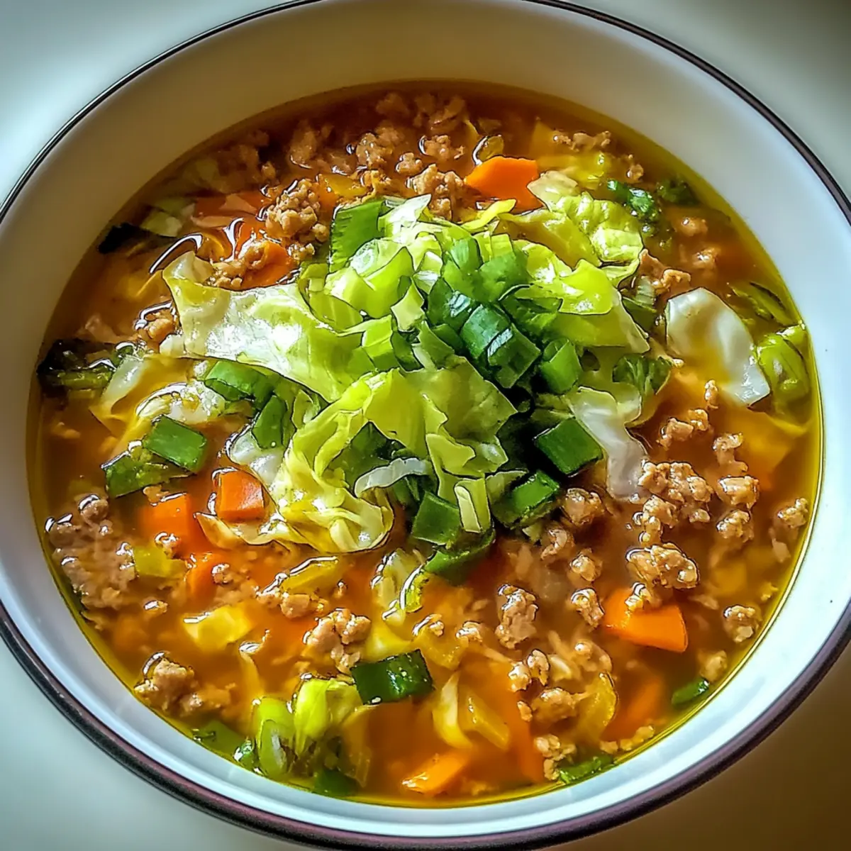 One-Pot Egg Roll Soup with Green Onions and Ginger