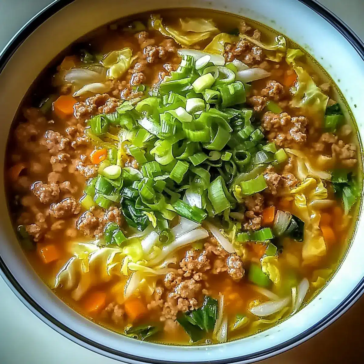 One-Pot Egg Roll Soup with Green Onions and Ginger