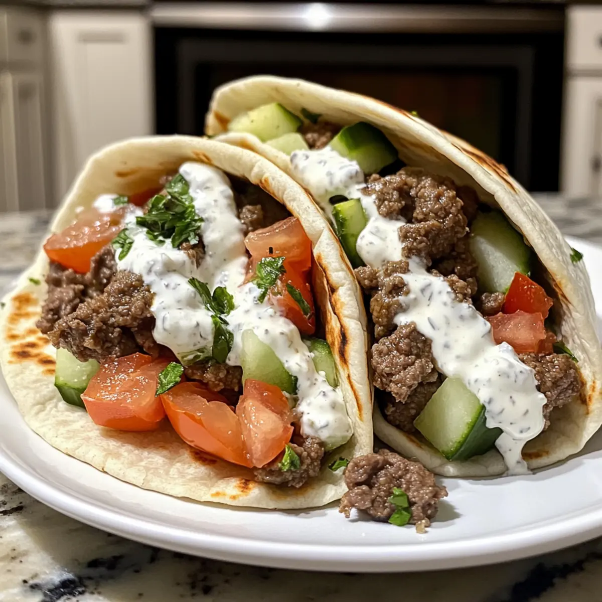Greek Beef Wraps with Garlic Yogurt Sauce