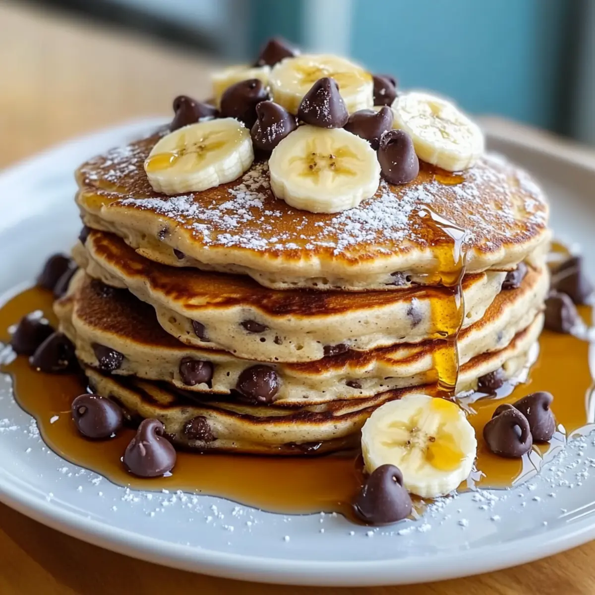 Chocolate Chip Banana Protein Pancakes