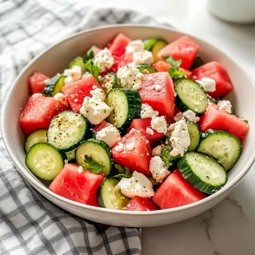 Watermelon Feta Cucumber Salad