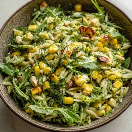 Grilled Corn Orzo Salad with Scallion Dill Dressing