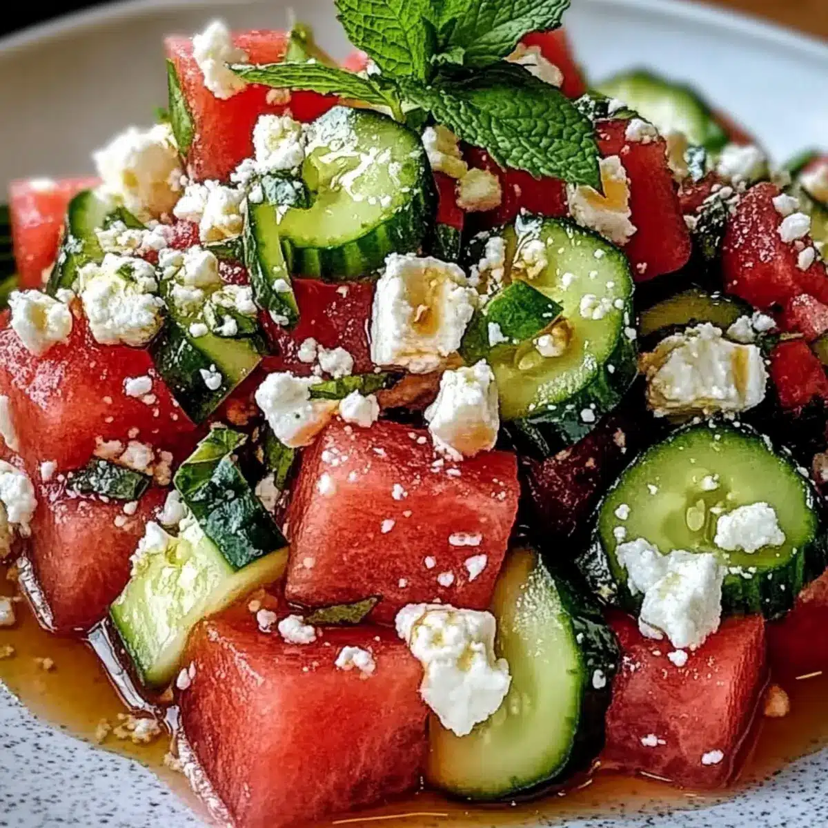 Watermelon Feta Cucumber Salad