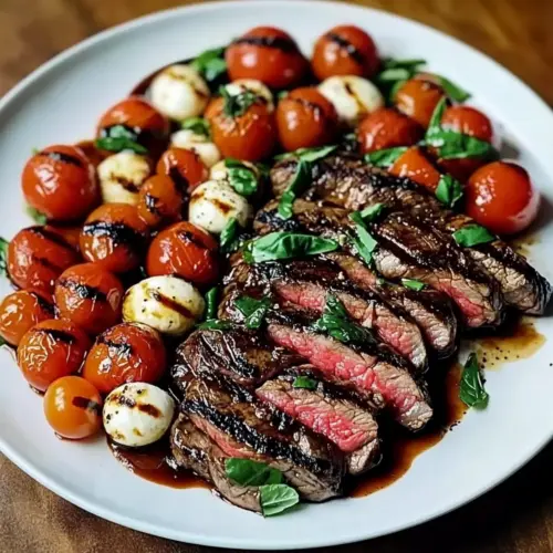 Grilled Flank Steak Caprese with Balsamic Dressing