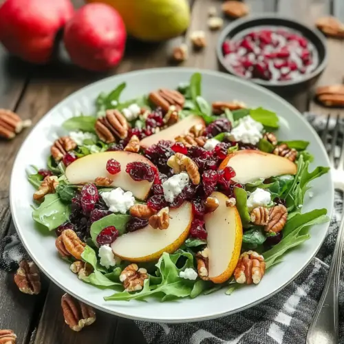 Fresh Fall Salad with Cranberry Vinaigrette and Pears