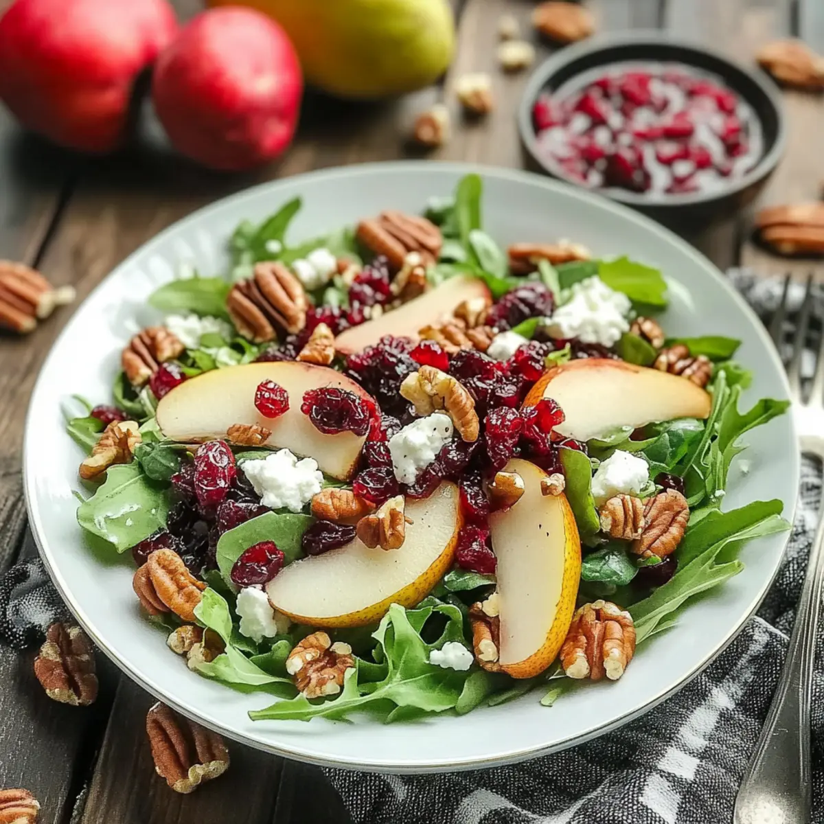Fresh Fall Salad with Cranberry Vinaigrette and Pears