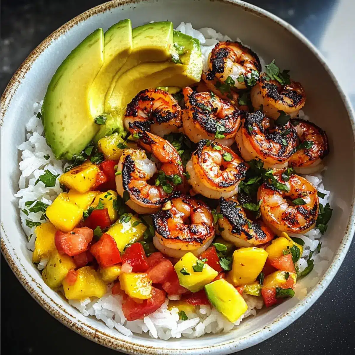 Charred Shrimp and Avocado Bowl