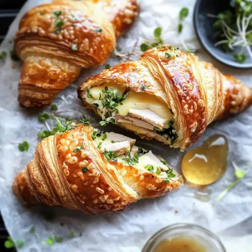 Buttery Garlic Baked Croissants with Turkey & Harvarti