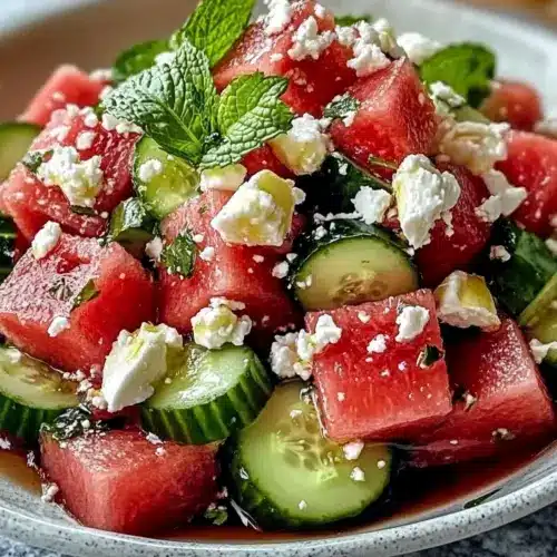 Watermelon Feta Cucumber Salad