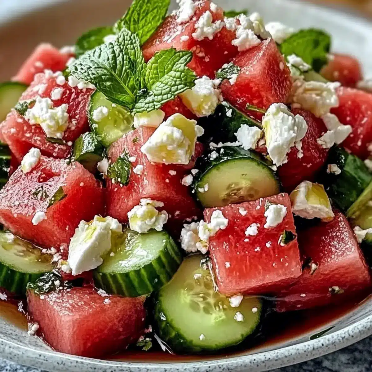 Watermelon Feta Cucumber Salad