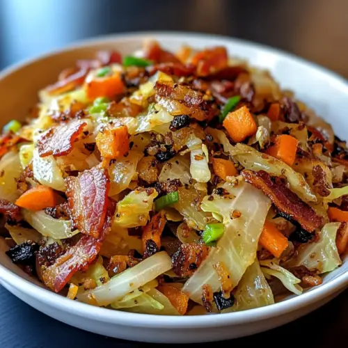 Fried Cabbage with Bacon, Onion, and Garlic